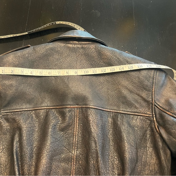 Jen Ceballos x Mango Leather oversized strong shoulder bomber size xs brown - Picture 5 of 8